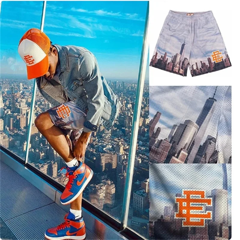 EE Basic Short NEW YORK CITY SKYLINE Gym Men\'s Casual Shorts Fitness Sports Short Pants Summer Workout Mesh Shorts Man Shorts