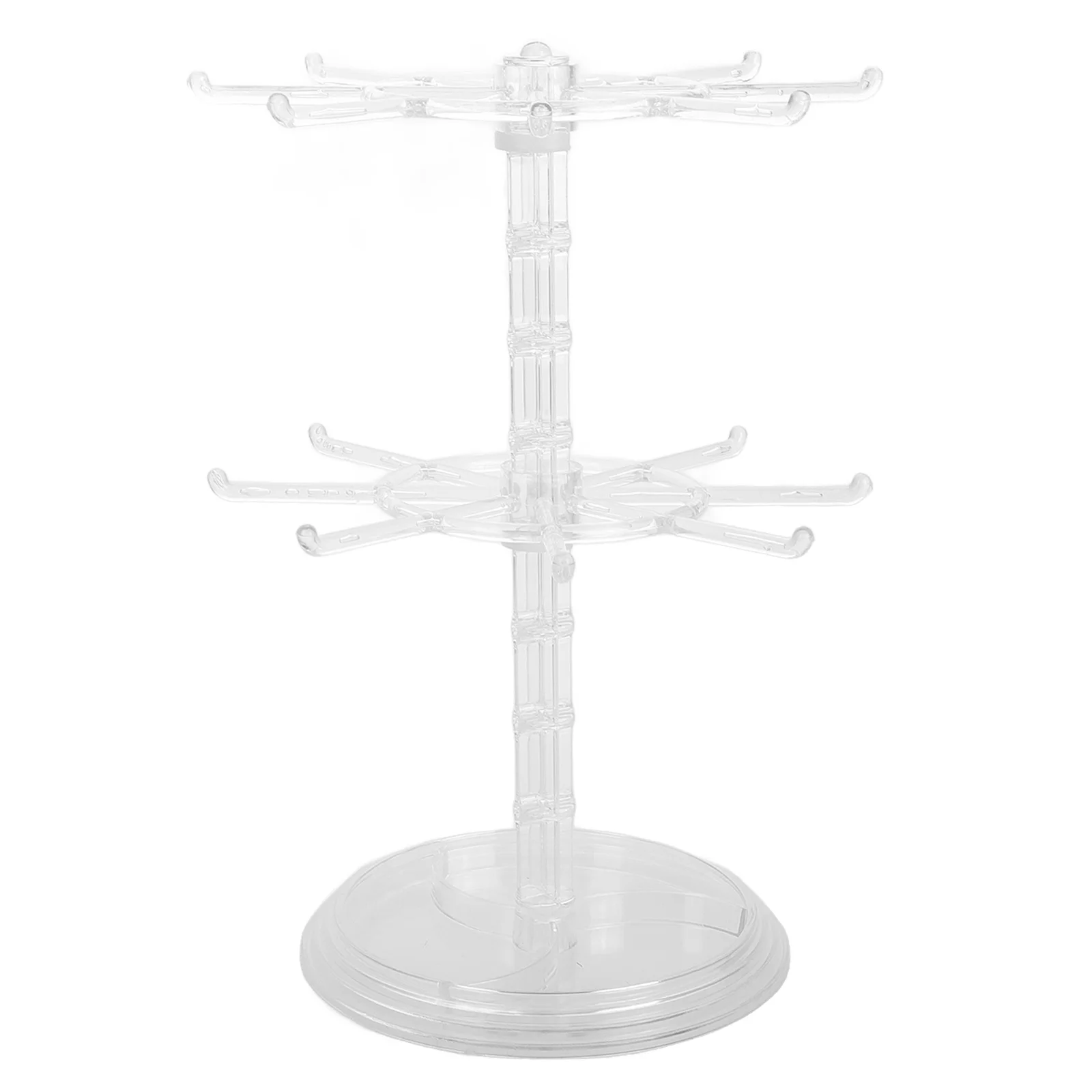 

2 Tier Rotating Display Stand Keychain Holder for Jewelry Bracelets Earrings Hair Accessories Storage Organizer Space Saving