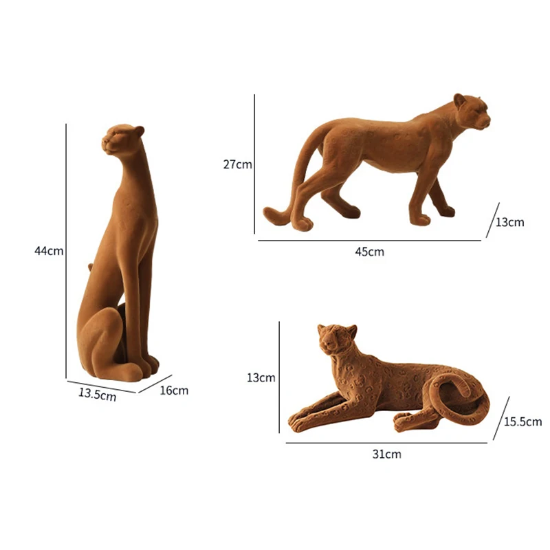 Flocked Panther Statue Resin Leopard Sculpture Luxury Home Decor Animal Figurine Living Room TV Cabinet Office Tabletop Ornament view 5
