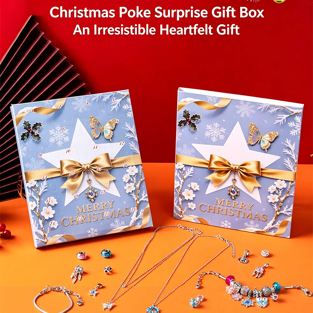 Christmas Crystal Bracelet Advent Calendar Gift Lost Butterfly Gold Silver 24 Day Countdown 2025 Children Blind Box Mood Props