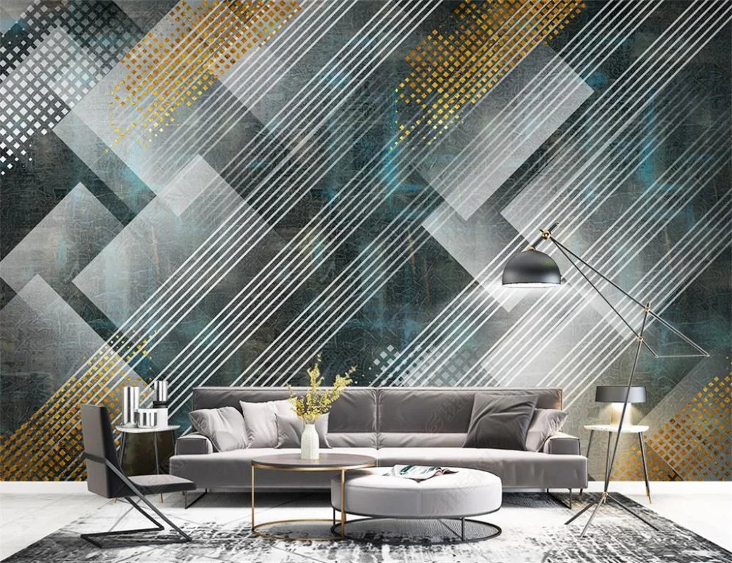 

Fashion 3D Wallpaper Mural Simple geometric line TV sofa Living Room wallpaper for bedroom background 3d wall sticker обои