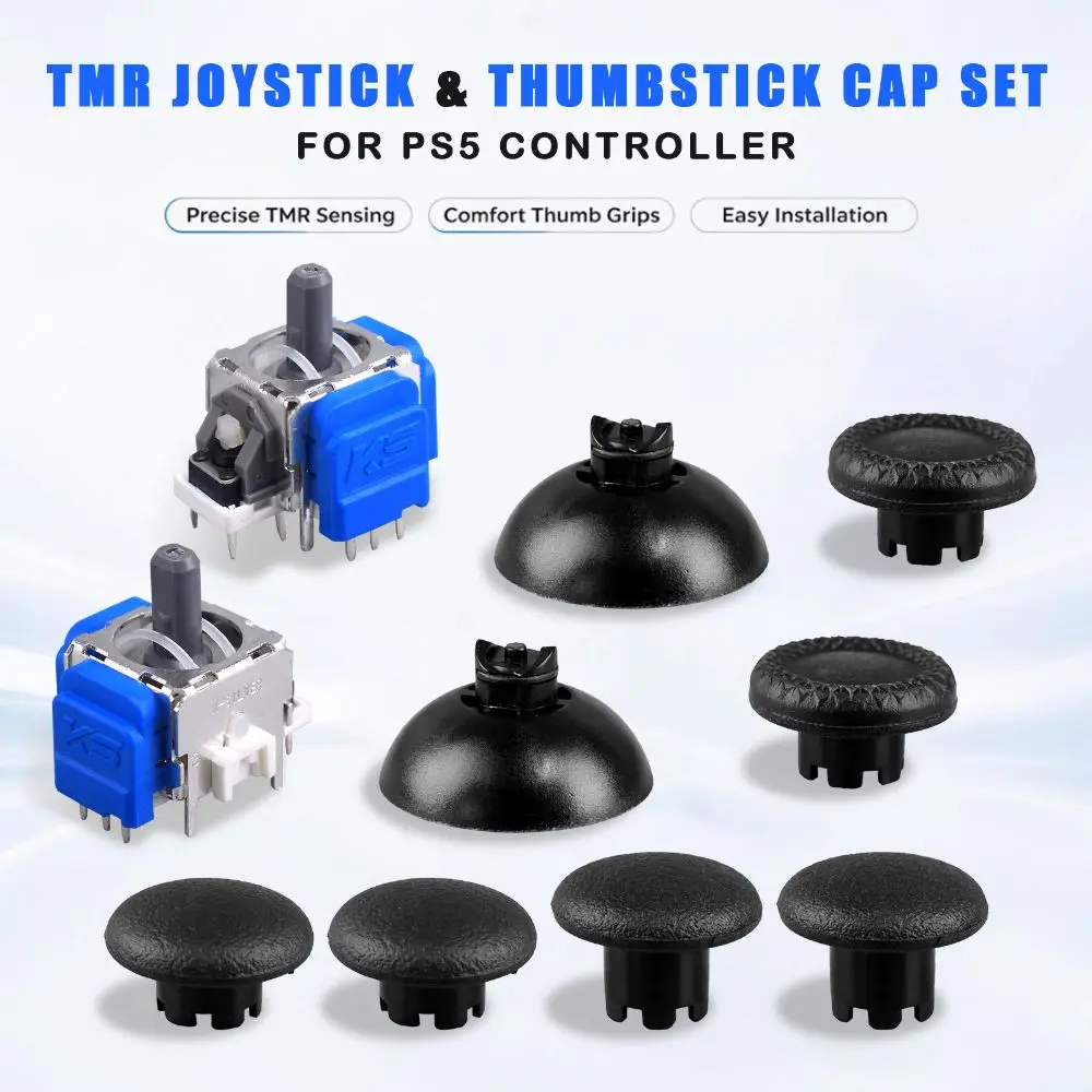 TMR Sensing TMR Joystick Repair Kit Interchangeable Adjustable Height Interchangeable Thumbstick Kit for PS5 Controller