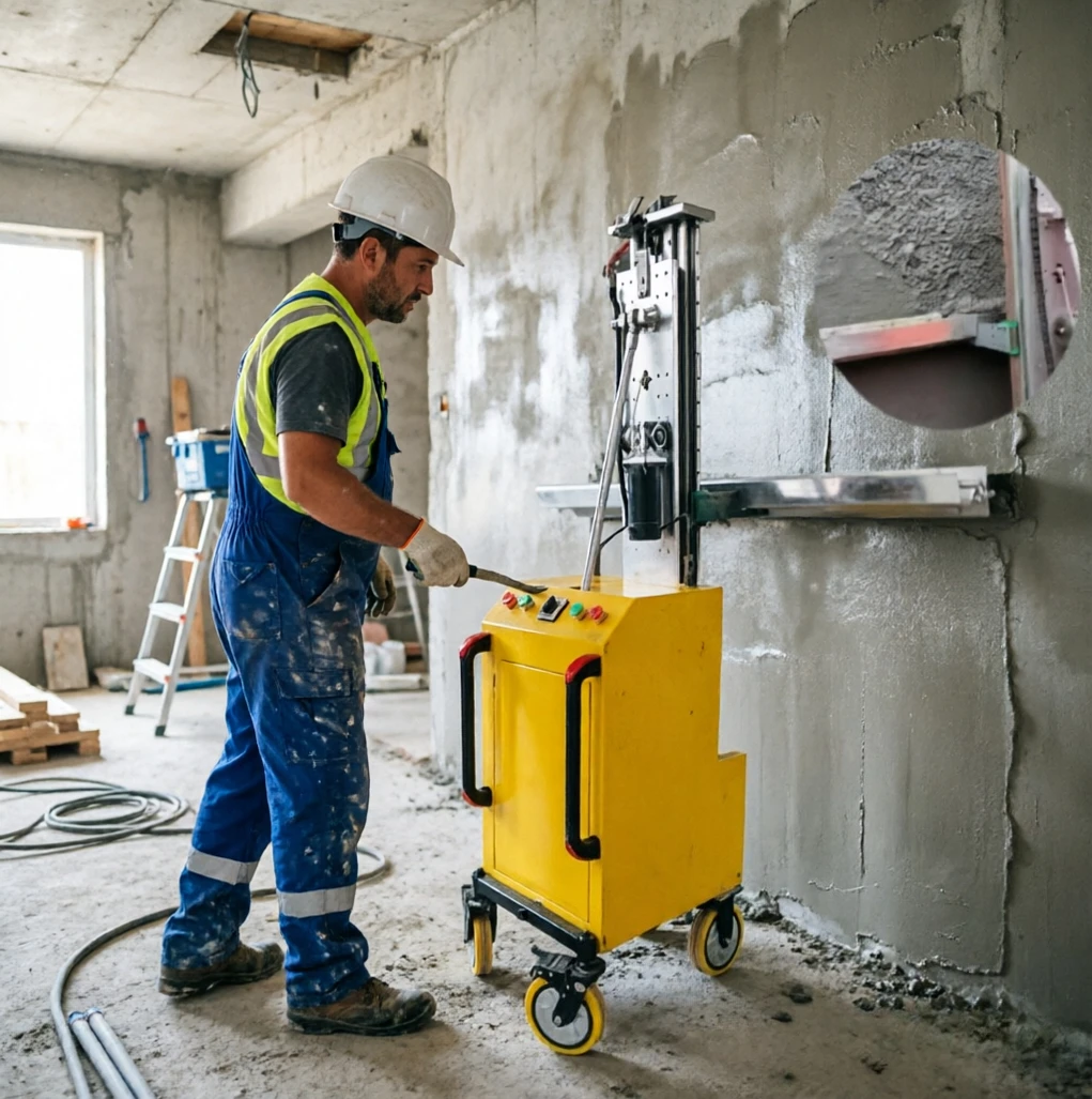 Wall Rendering Machine Stable Lifting Frame Single Person Operate Commercial Office Building Interior Lime Render Tool For Sale