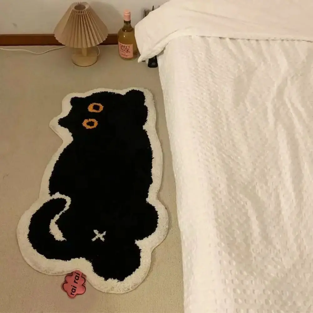 Cute Black Cat Imitation Cashmere Carpet Home Bedroom Bedside Blanket Door Mat Cartoon Ins Living Room Coffee Table Mat