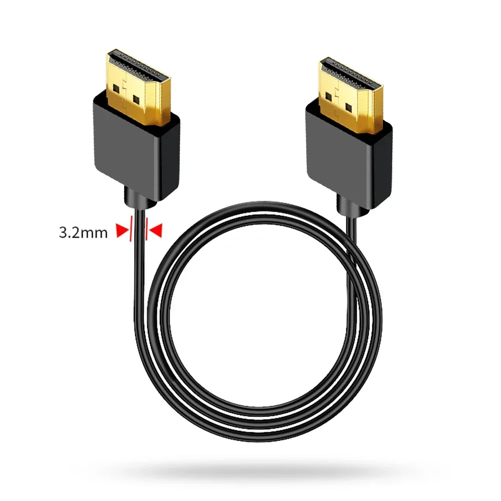 محمول سليم لايت HDMI-2. 0 كابل 4K @ 60 هرتز Mini-HDMI / Micro-HDMI OD3.2mm سلك رفيع للغاية للكمبيوتر الشخصي وكاميرا PS4 وشاشة HDTV