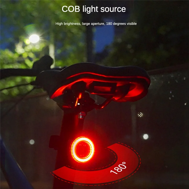 Bicycle Intelligent Brake Taillight Cob Large Aperture Seat Post Cushion Taillight Bike Intelligent Brake Taillight