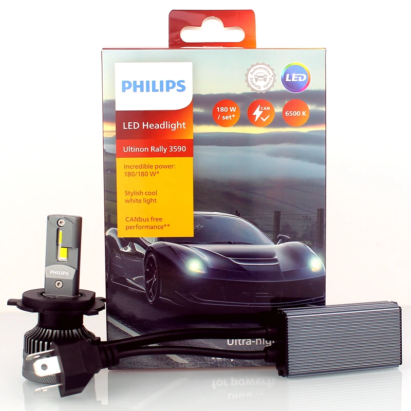 

Philips Ultinon Rally H4/H19 Car LED Headlight 180W 11000LM High Power 6500K Cool White High Lumen Watt Lights LUM11342U3590X2