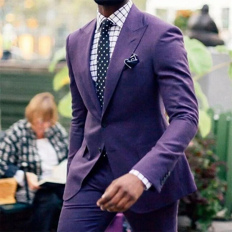 Conjunto de traje informal para hombre, traje de boda con solapa de pico, a la moda, hecho a medida, 2 piezas (Blazer + Pantalones), traje de baile de fiesta para novio