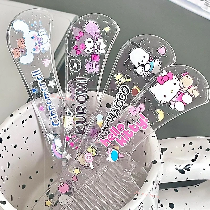 

Kawaii Sanrio Transparent Comb Hello Kitty Cinnamoroll Pochacco Kuromi Hair Comb Cartoon Printed Girly Heart Portable Small Comb