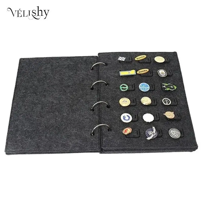 

Felt Pin Brooch Display Storage book Metal badge Chest Holder Box Pennant Brooch Board School Badge Case Container Collection