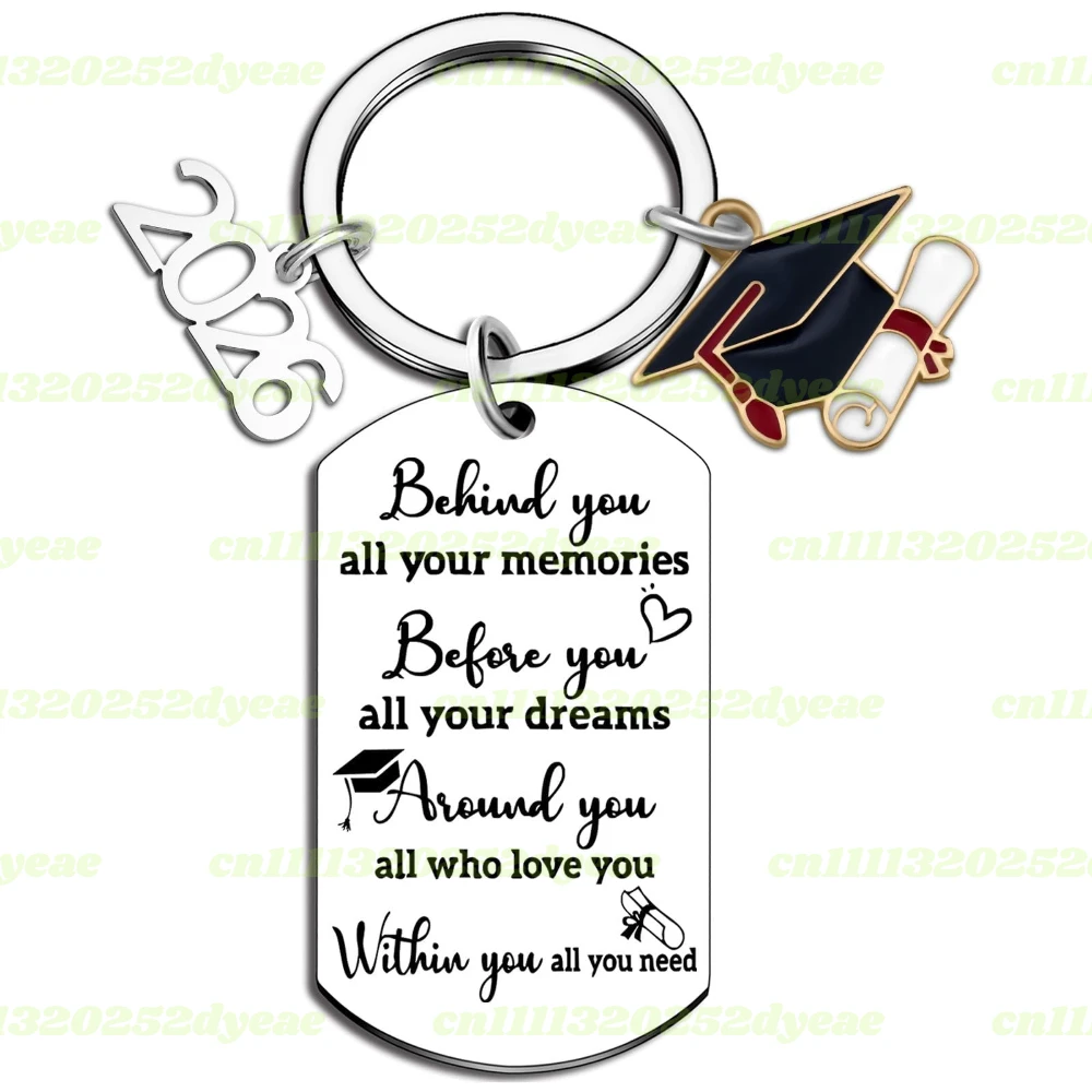 

2026 Keychain - Personalized Stainless Steel Graduation Gift for Graduates with Charm of 2026