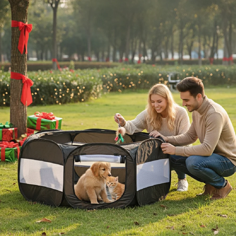 

Складной переносной манеж для мелких животных с крышкой, для использования в помещении/на улице, для цыплят, щенков, котят и других мелких питомцев