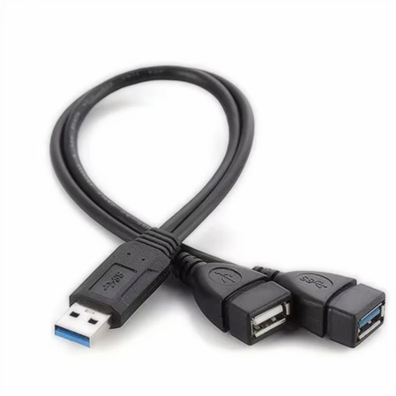 USB 2.0 1 Male To 2 Dual USB Female Data HUB Power Adapter Y Splitter USB Charging Power Cable Cord Extension Cable USB Splitter