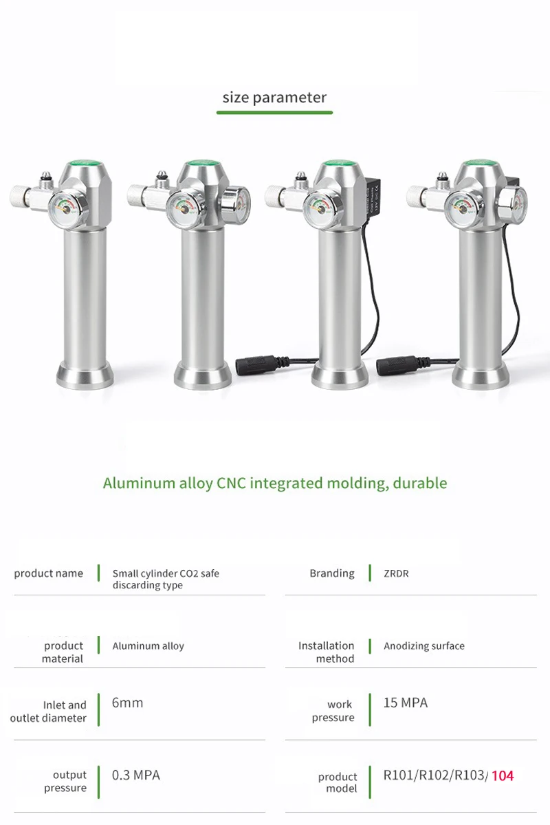 Aquarium CO2-Regler Magnetventil Blasenzähler Kleine Gasflasche 3-8UNF Mit Hülle Fischbecken CO2-Druckminderventil – Detail 7