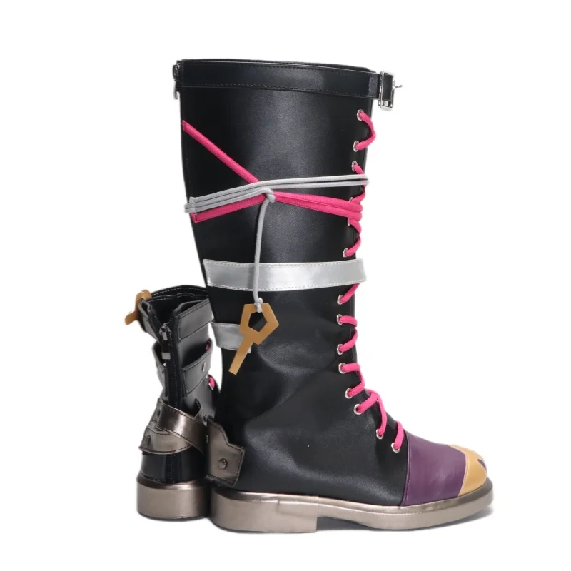 Jogo lol jinx cosplay sapatos botas arcane season2 arcane fraturado jinx pó botas de couro do plutônio das mulheres dos homens festa de halloween