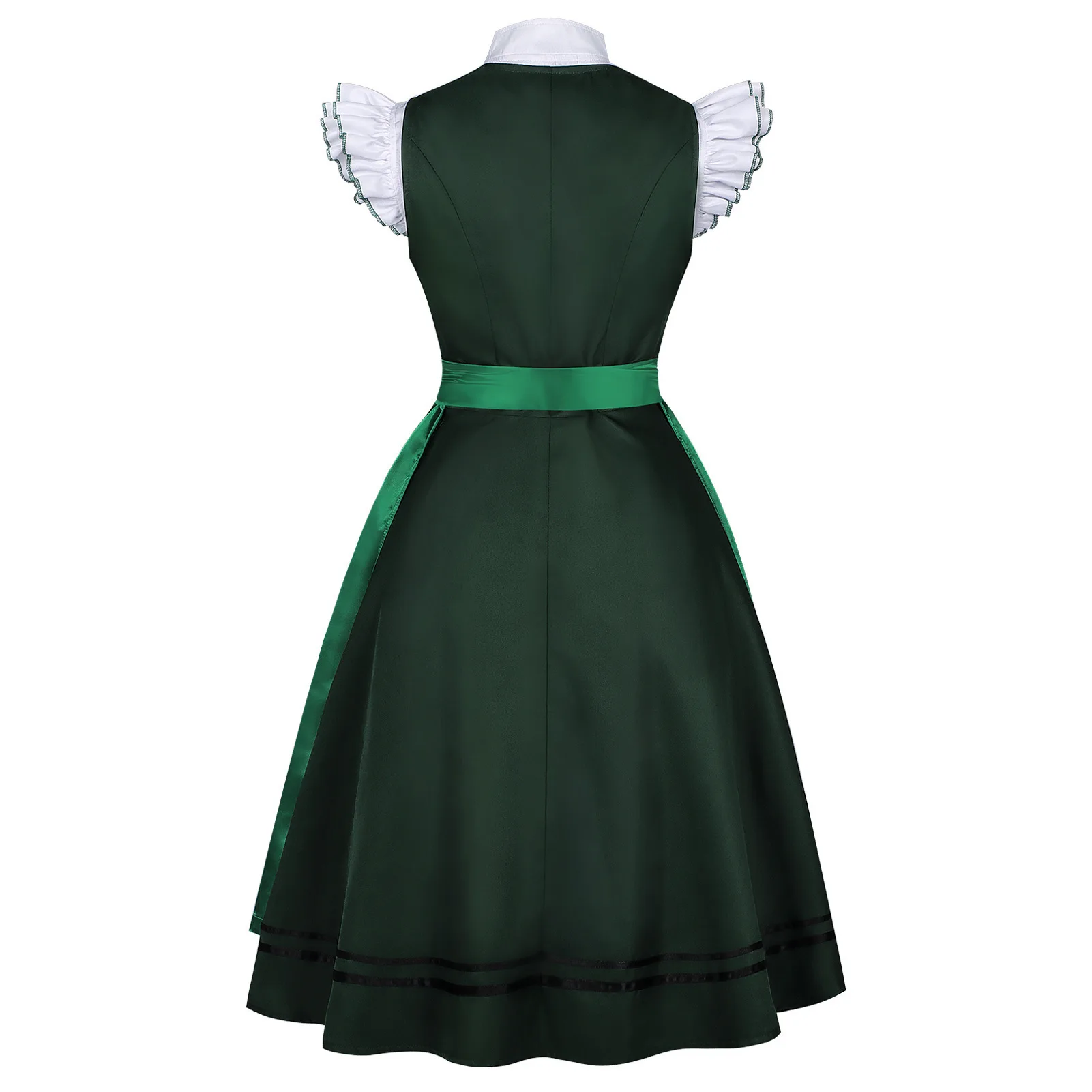 Deutsches Oktoberfest Dirndl-Kostüm für Damen, elegantes Spitzen-Blumen-Bayerisches Traditionelles Kleid, Vintage-Dienstmädchen-Festival-Cosplay-Fantasie-Anzug – Detail 13