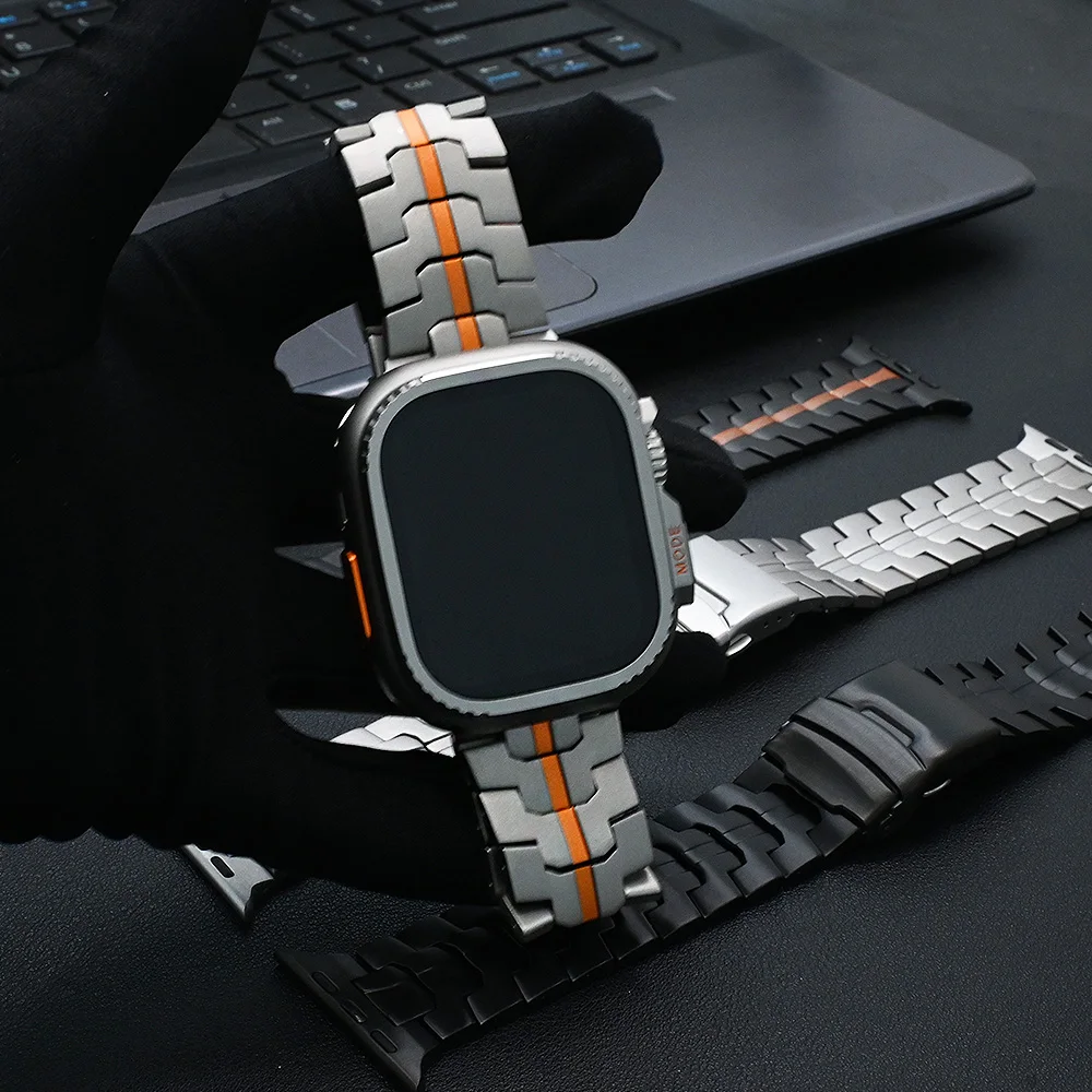 Мужской титановый браслет для Apple Watch Ultra 1/2 49 мм серии 10 9 8 7 46 мм 45 мм Роскошный ремешок + чехол для Iwatch SE 6 5 4 44 мм ремешок