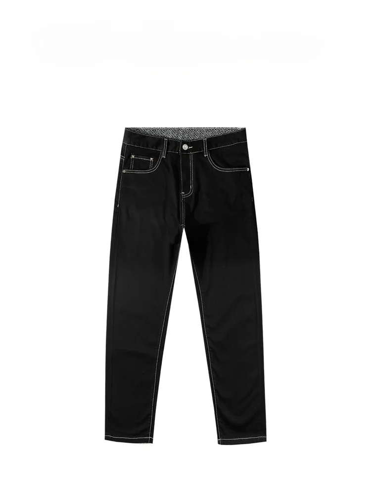 

BAIRBAOLIY Premium Black Stitched Slim Fit Retro Fashionable Luxury Versatile New Style Skinny Jeans Long Pants for Youth