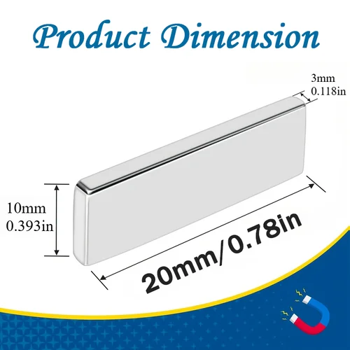 Imagen 2 del producto Imán rectangular de 20x10x3/10x10x2/20x10x2 mm: adecuado para bricolaje navideño, almacén, pizarra blanca, marco de fotos, fuerte y práctico