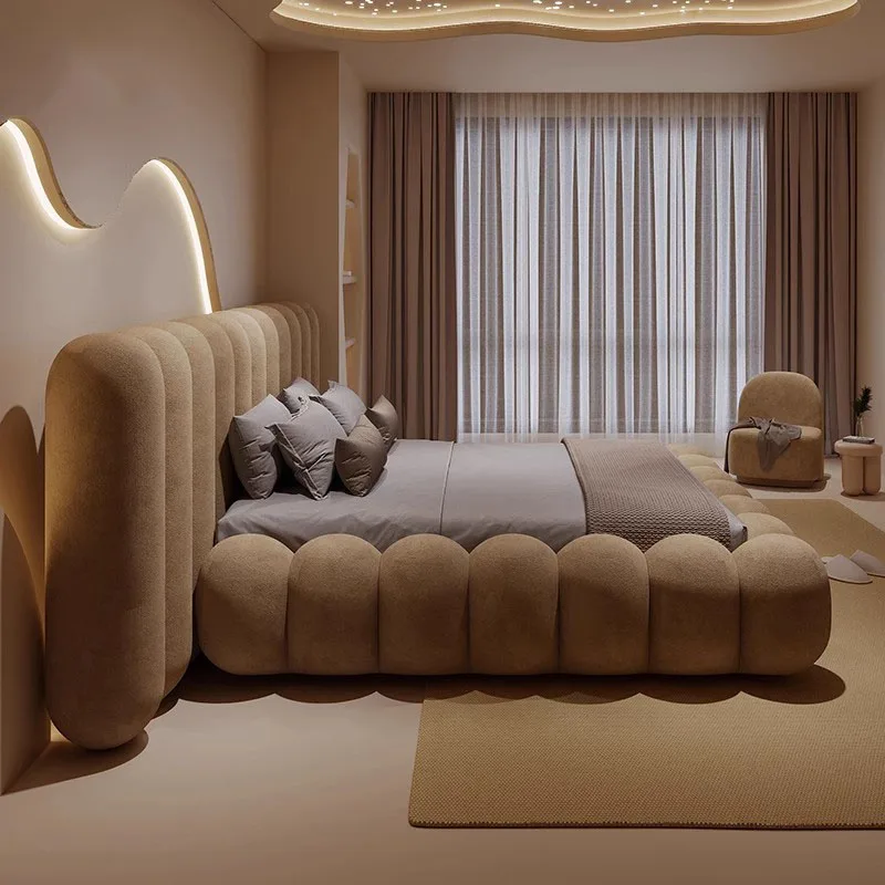 Cute Large Bed Comfortable Salon Lazy Sleeping Clear Sun Cream Hotel Wooden Bed Italian Beliche Lounge Suite Furniture