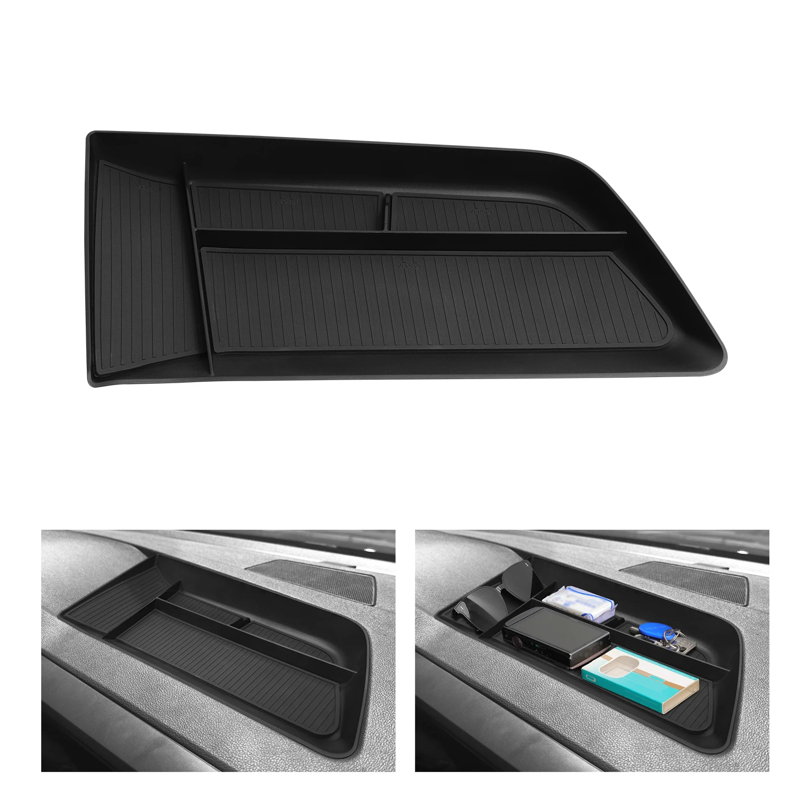 

for Volkswagen Taos 2022-2024 Dashboard Storage Box ABS Car Display Screen Rear Tray Organizer Accessories Tidying Black