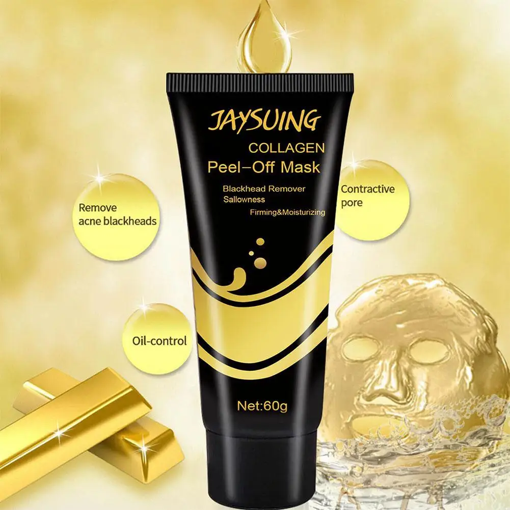 24K Gold Active Collagen maschera Peeling facciale cura della pelle del viso comedone Nourish Facial Peel Off Mask cura della pelle del viso