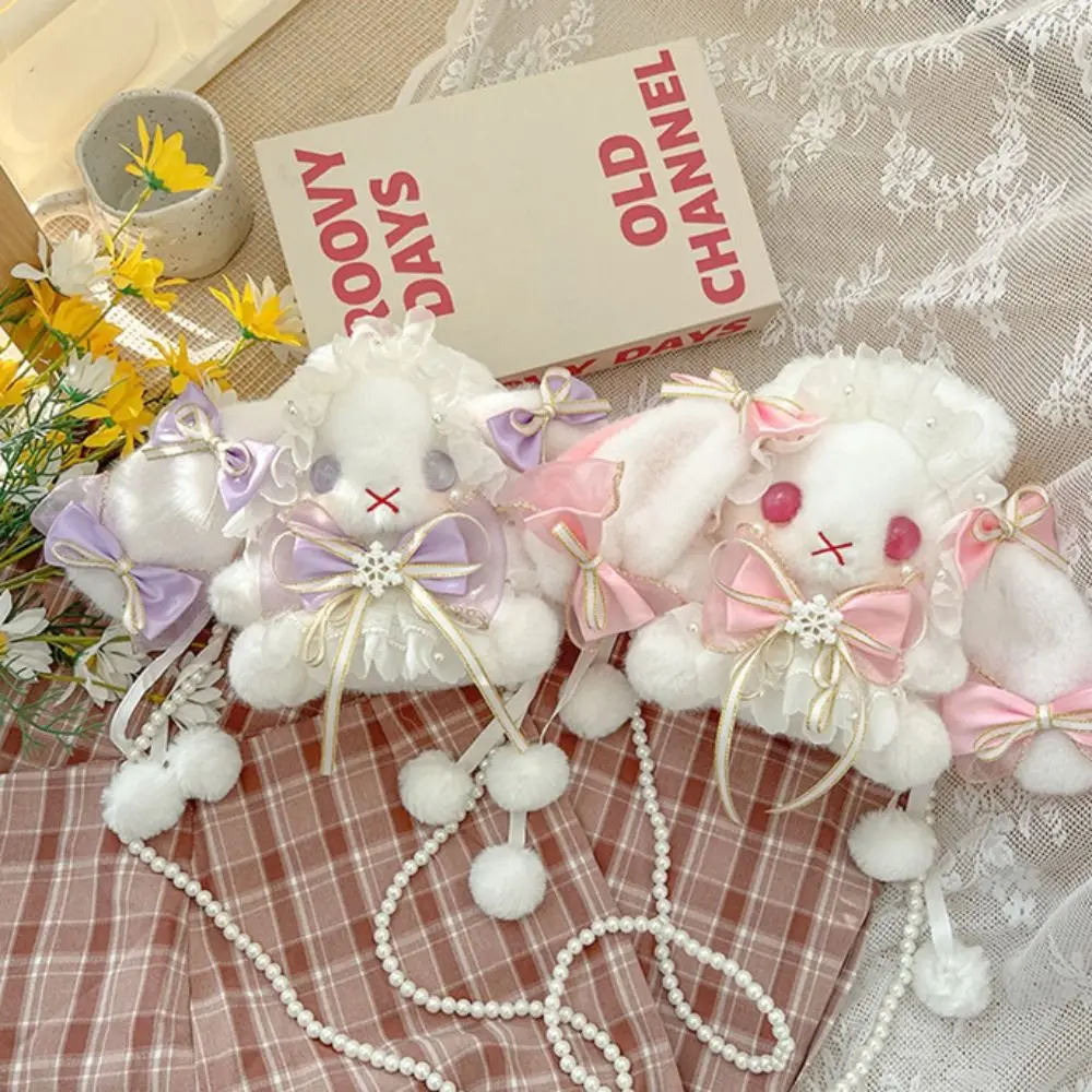 Stuffed Animals Lolita Rabbit Shoulder Bags Soft Cute Plush Rabbit Crossbody Bag Small Creative Lop Ear Rabbit Bags Cosplay