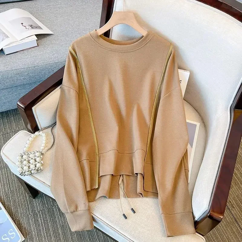 

DIMANAF New Plus Size Women Hoodies & Sweatshirts Full Sleeve Solid Zipper Casual O-Neck Autumn Basic Tops T-Shirt Pullover