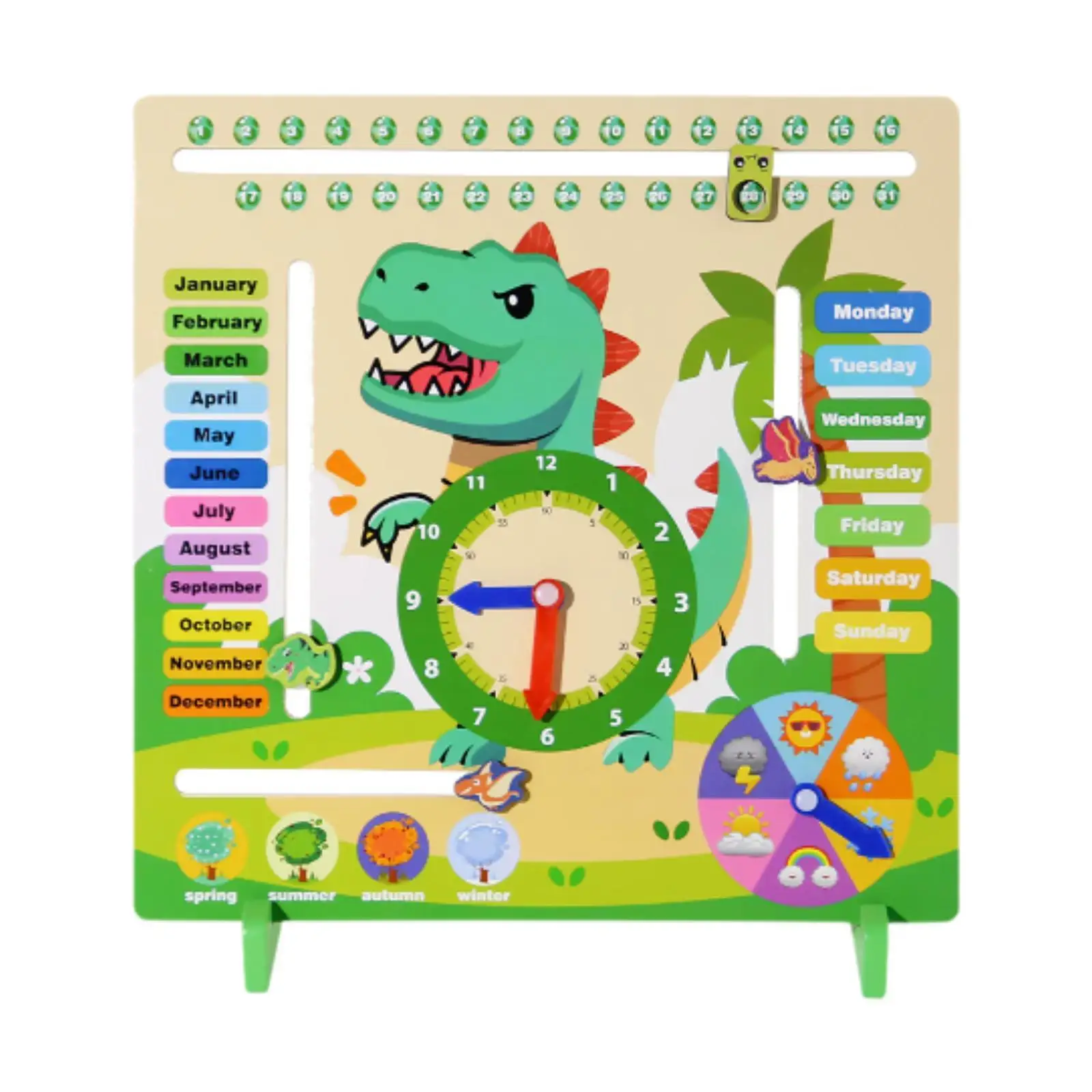 Kids Daily Calendar Learning Materials Wooden Calendar Teaching Clock Days Week