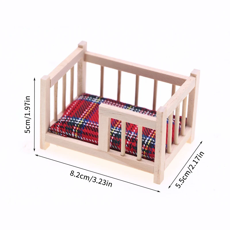 Lit Miniature Vintage 1:12 En Bois Pour Poupée – 15,6 Cm Avec Matelas Et Oreiller, Meuble DIY