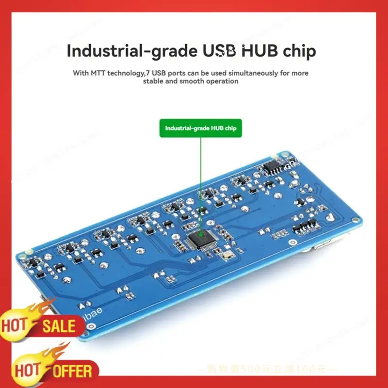 

B47C 7-CH USB 2.0 Industrial USB HUB Expansion Ports Adapter For Win11/10/8 Linux With 5V Power Supply EU Plug