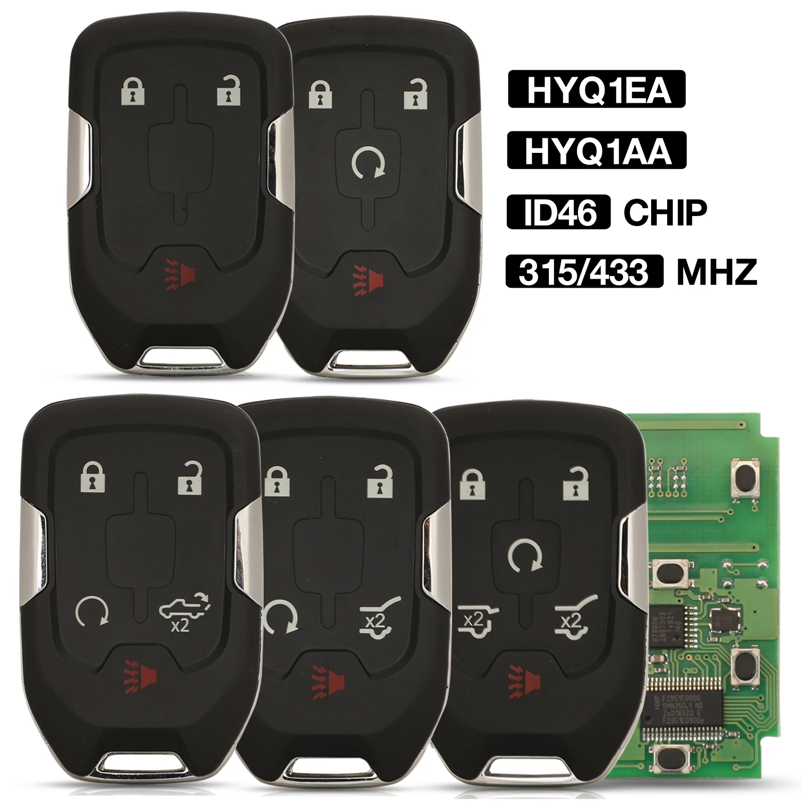 

jingyuqin HYQ1AA/HYQ1EA 315/433Mhz ID46 Remote Car Key For Chevrolet Tahoe Silverado Suburban GMC Terrain Acadia YUKON XL Sierra