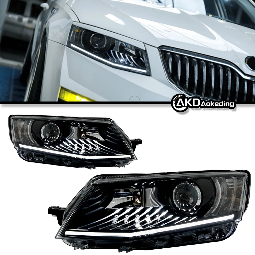 Car Lights for Skoda Octavia 2015-2017 LED Auto Headlight Assembly Upgrade High Configure Design Bifocal Lens Tool Accessories