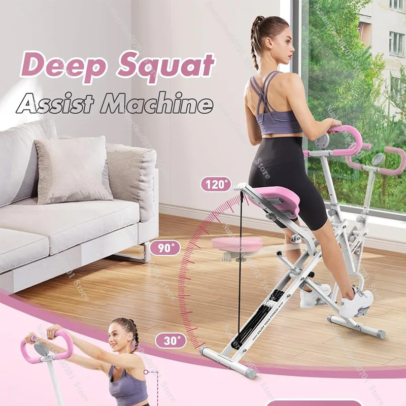Home Gym, Squat Machine & Rowing Machine & Exercise Bike 3-in-1, Indoor Fitness Equipment for Home