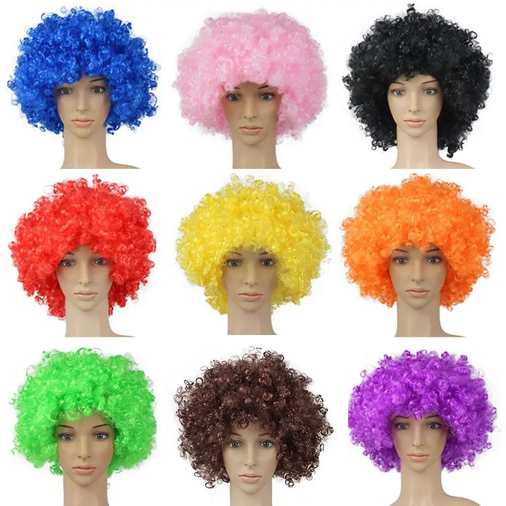 Fancy Party Rainbow Adult Kids Football Fans Wigs Afro Curly Wigs Cosplay Hairs Funny Wig Costume Party Synthetic Wigs