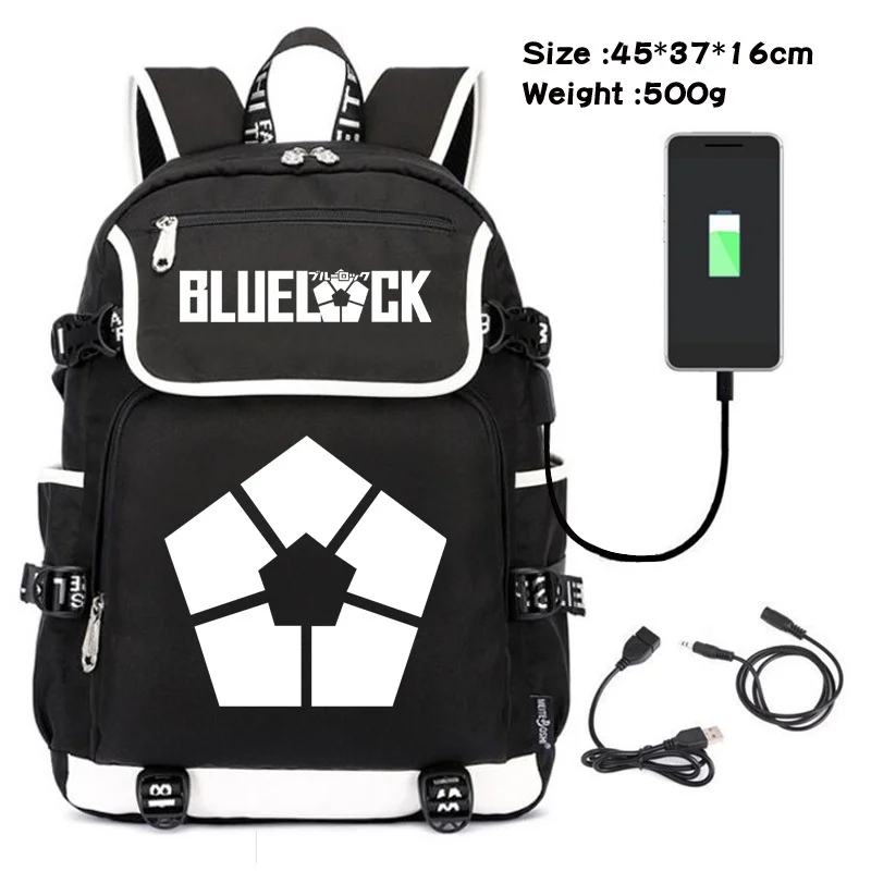 Anime Blue Lock Isagi Yoichi Print Backpack Teenarges Schoolbag Men Women Fashion USB Charge Port Laptop Outdoor Mochila