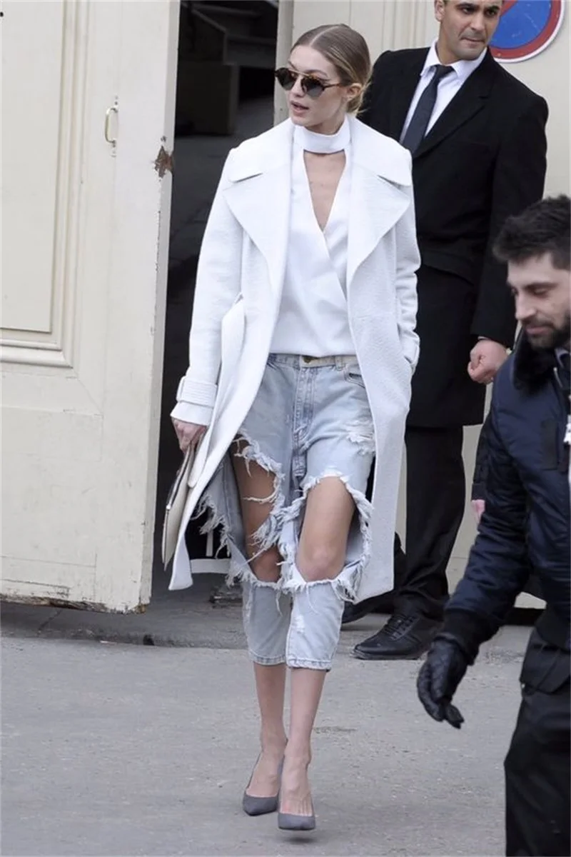 Abrigo de lana para mujer, Chaqueta larga de Cachemira gruesa hecha a medida, 1 piezas, con cinturón, Formal, para fiesta y graduación, color blanco