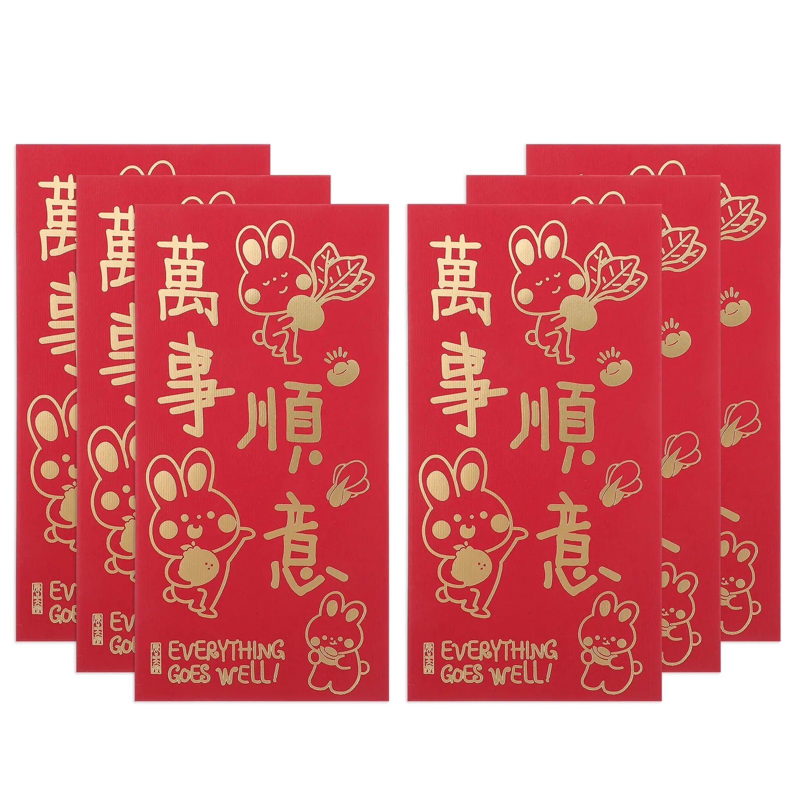 

6Pcs Red Envelopes Chinese Style Cartoon Rabbit Pattern Decorative Year of The Rabbit Red Packets New Year Money Envelopes Good