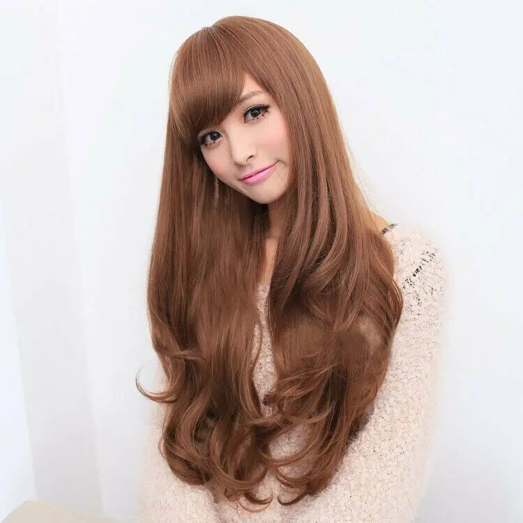 Hair New Women's Long Natural Light Brown Blond Wavy Full Wig 24 Inch