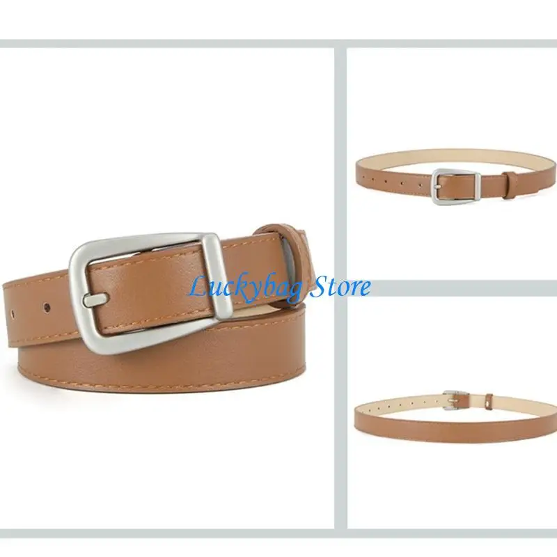 

X7XE Wear Resistant Adult Waist Belts with Metal Buckle Female Decorative PU Belts