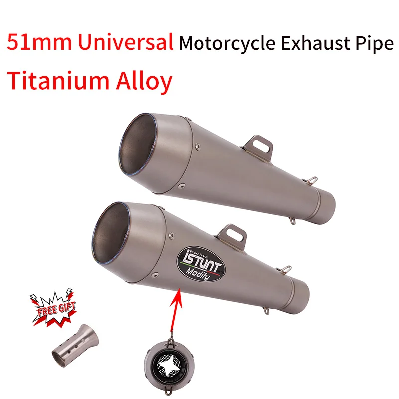 For Z900 GSXR1000 R1 MT07 MT09 M4 51mm Universal Motorcycle Exhaust Systems Escape Muffler Moto DB Killer Titanium Alloy