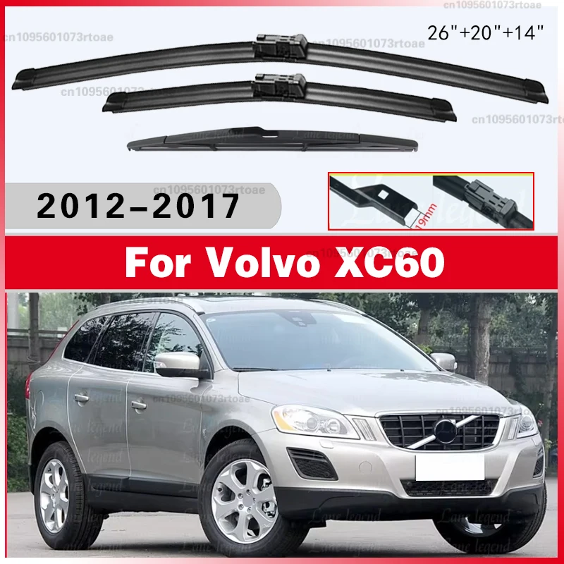 

Windscreen Window Car Rain Brushes 26"+20"+14" 3Pcs Wiper Front & Rear Wiper Blades Set For Volvo XC60 2012 - 2017 Windshield