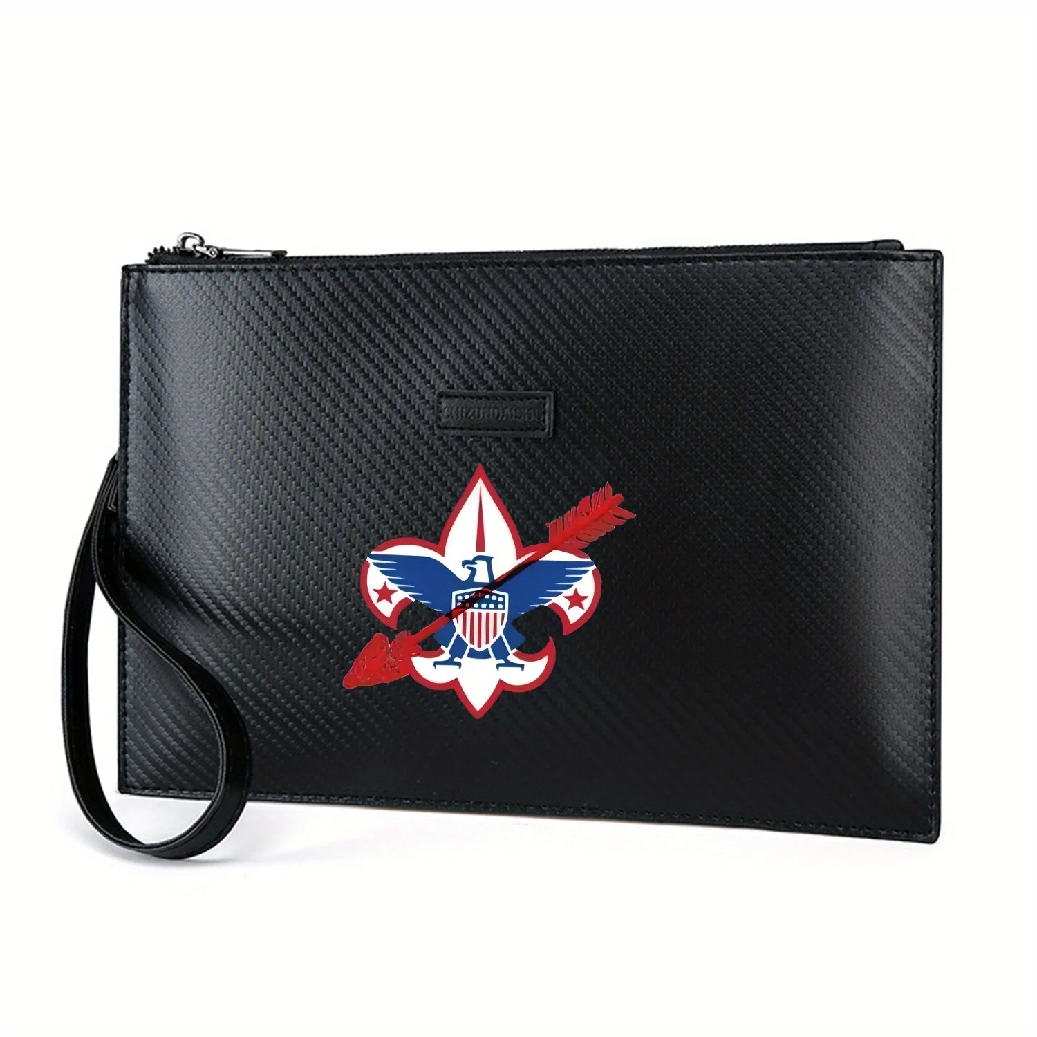 Arrow through the eagle badge Elegant Printed PU Men's Handbag Fashionable and Practical for Everyday Carry