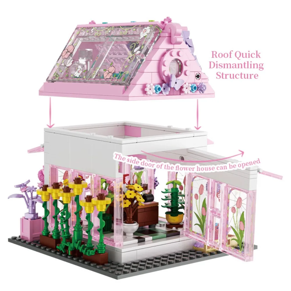 33223 705 STKS Romantische Roze Bloem Huis Building Serie Blok Assemblage Model Charmant Cottage DIY Cadeau voor Kinderen Volwassenen