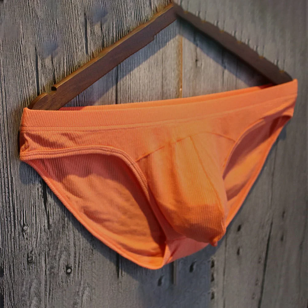 

Men Solid Striped Texture Briefs Mens Sexy Underwear Breathable Lingerie U Convex Pouch Underpants Solid Summer Men's Panties