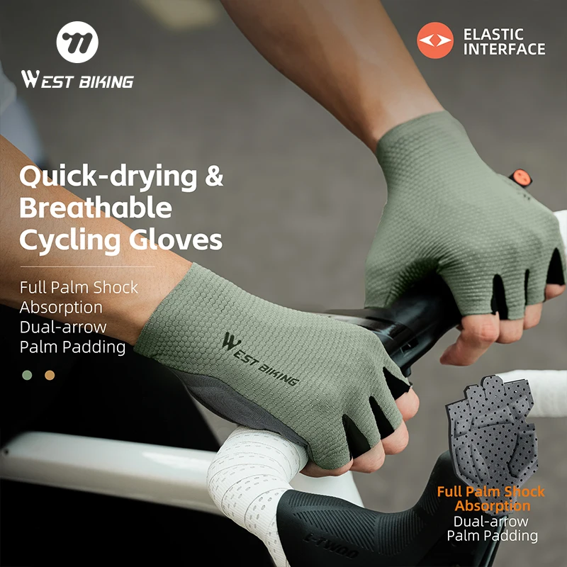 

WEST BIKING быстросохнущие велосипедные перчатки без пальцев, дышащие велосипедные перчатки, противоскользящие прочные амортизирующие велосипедные аксессуары