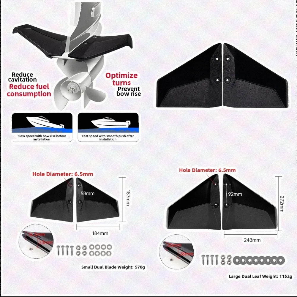 Marine for outboard Wave Deflector Hydrofoil For STABILIZER Fits For 40 300HP Engines Reduces Drag Improves Ride and Saves Fuel