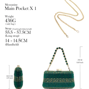 QSGFC-Conjunto de sapatos e bolsas strass feminino, festa de salto nigeriano para senhoras, design italiano, verde, decorado com bolsa, festa de casamento 8 principais vendas sapato feito de cristal - №1