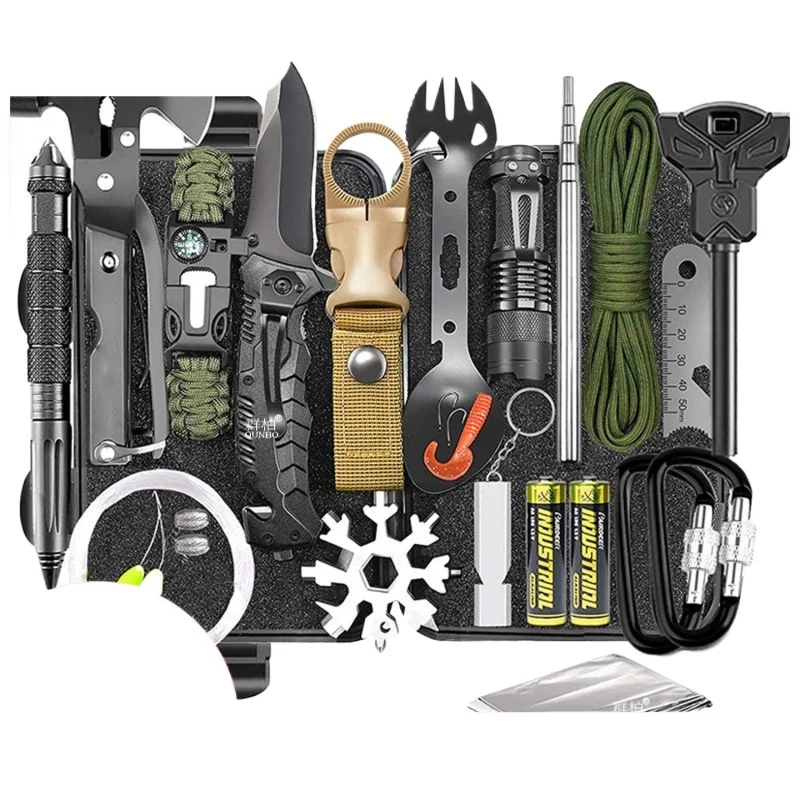 

Многофункциональный набор для выживания Supplies Treasure Box: аварийный комплект, дорожный набор инструментов, автомобильный набор для выживания в дикой природе.