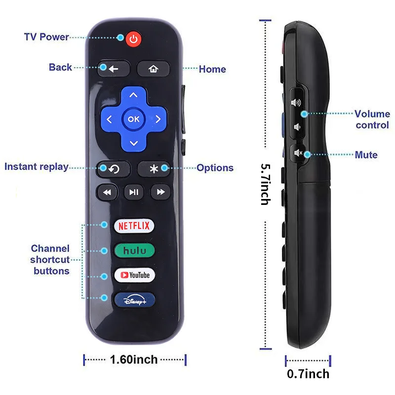 Universal Remote Control Replacement for Roku Series TV with for NETFLIX Youtube Function Remote Controller